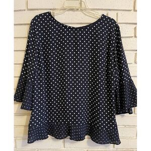 Talbots Navy Polka Dot Blouse